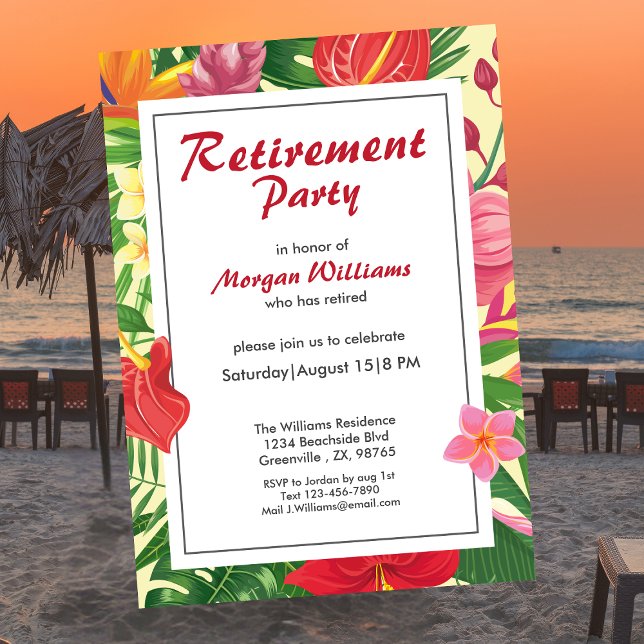 Colorful Tropical Hawaii Flower Retirement Party Invitation (Creator Uploaded)