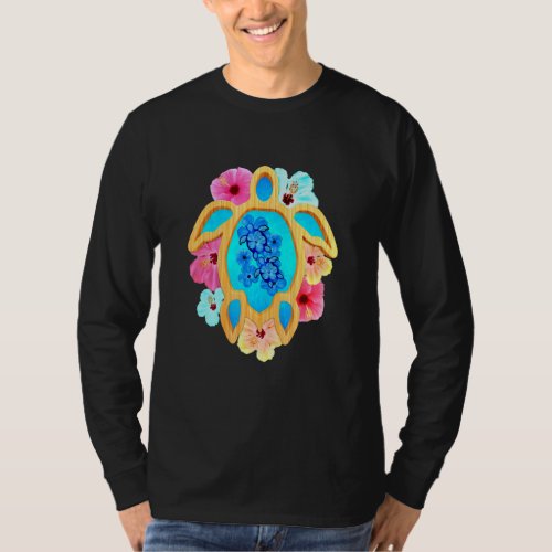 Colorful Tropical Hawaii Honu Sea Turtle T_Shirt