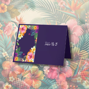 Colorful tropical hawaiian Floral table card