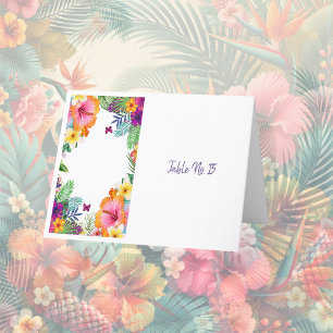Colorful tropical hawaiian Floral table card