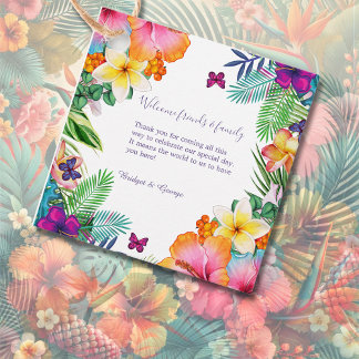 Colorful tropical hawaiian Floral Wedding Favor Tags