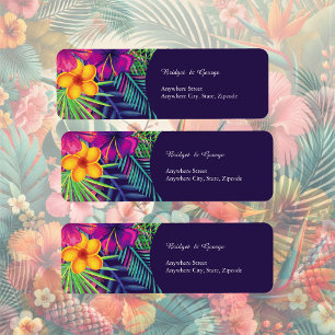 Colorful tropical hawaiian Floral Wedding Label