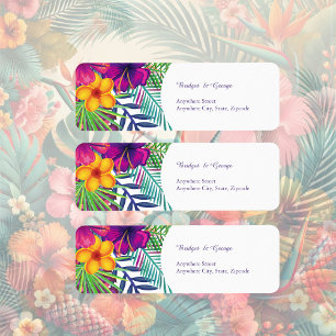 Colorful tropical hawaiian Floral Wedding  Label