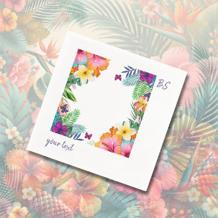 Colorful tropical hawaiian Floral Wedding Napkins