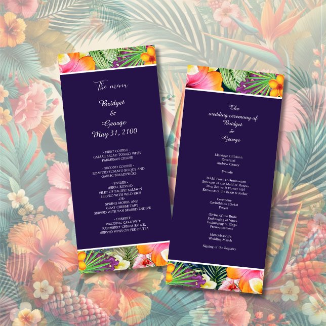 Colorful tropical hawaiian Floral Wedding  Program (Creator Uploaded)