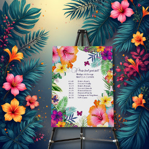 Colorful tropical hawaiian Floral wedding seating Foam Board