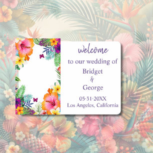 Colorful tropical hawaiian Floral Wedding welcome Sign