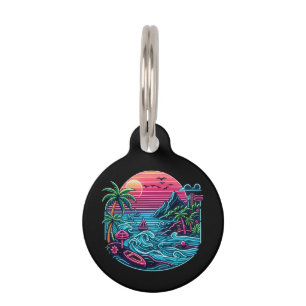 Colorful. Tropical/Hawaiian neon Pet ID Tag