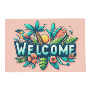 Colorful Tropical/Hawaiian welcome Placemat