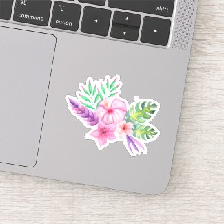 Colorful Tropical Hibiscus Bouquet Sticker