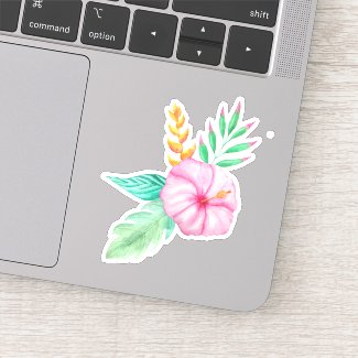 Colorful Tropical Hibiscus Bouquet Sticker