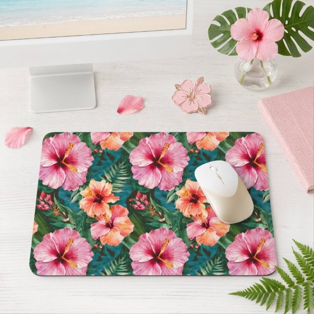 Colorful Tropical Hibiscus Flower Mouse Pad (Creator Uploaded)
