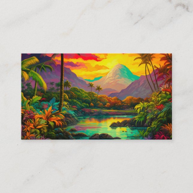 Colorful Tropical Island Paradise   Business Card (Front)