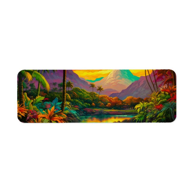 Colorful Tropical Island Paradise   Label (Front)
