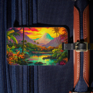 Colorful Tropical Island Paradise Luggage Tag