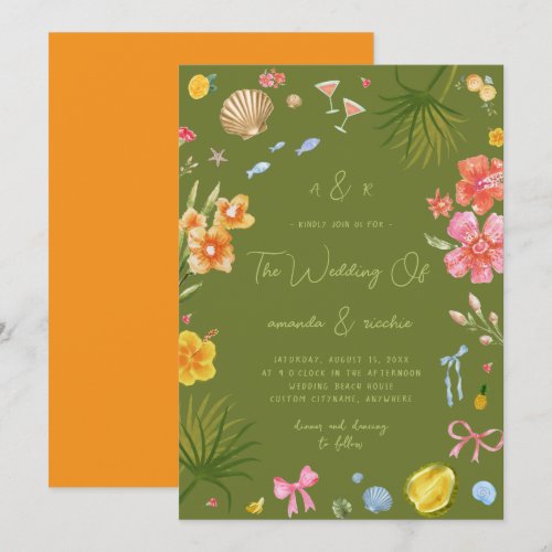 Colorful Tropical Island Whimsical Beach Wedding