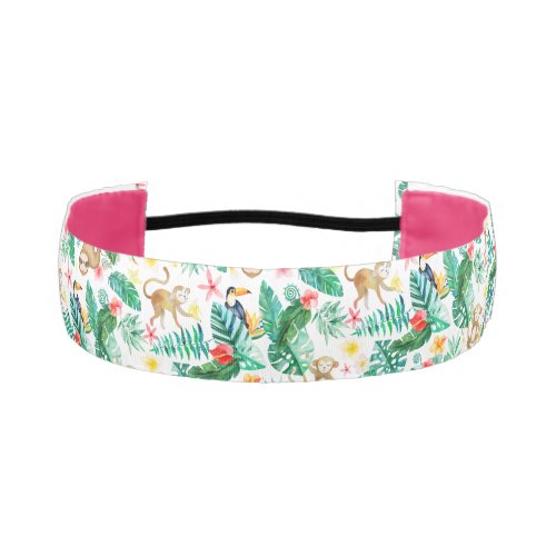 Colorful Tropical Jungle Animals Pattern Athletic Headband