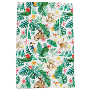 Colorful Tropical Jungle Animals Pattern Medium Gift Bag