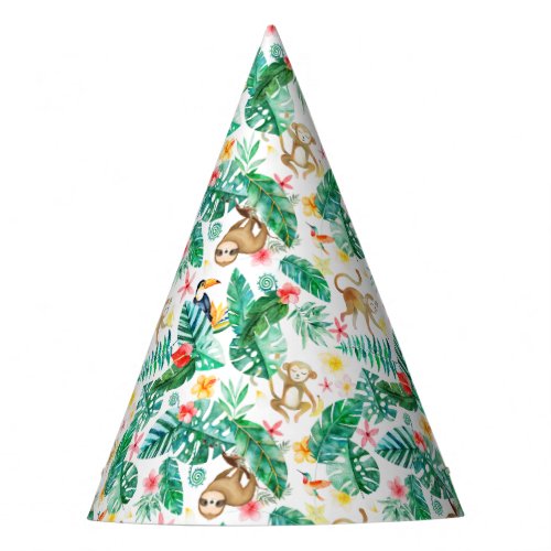 Colorful Tropical Jungle Animals Pattern Party Hat