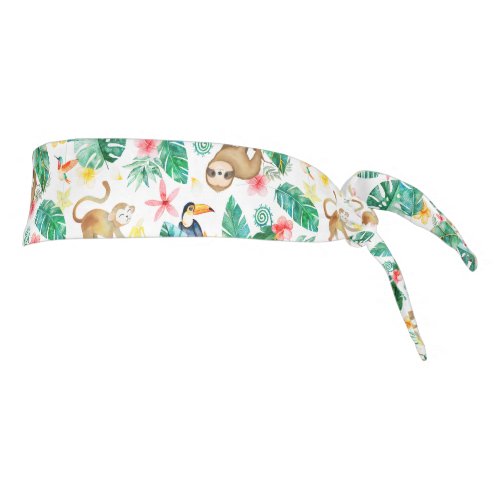 Colorful Tropical Jungle Animals Pattern Tie Headband