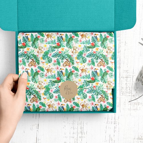 Colorful Tropical Jungle Animals Pattern Tissue Paper