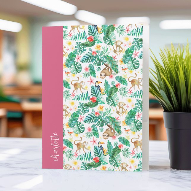 Colorful Tropical Jungle Animals Personalized Pocket Folder (Creator Uploaded)