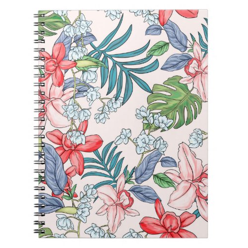 Colorful Tropical Jungle Seamless Print Notebook