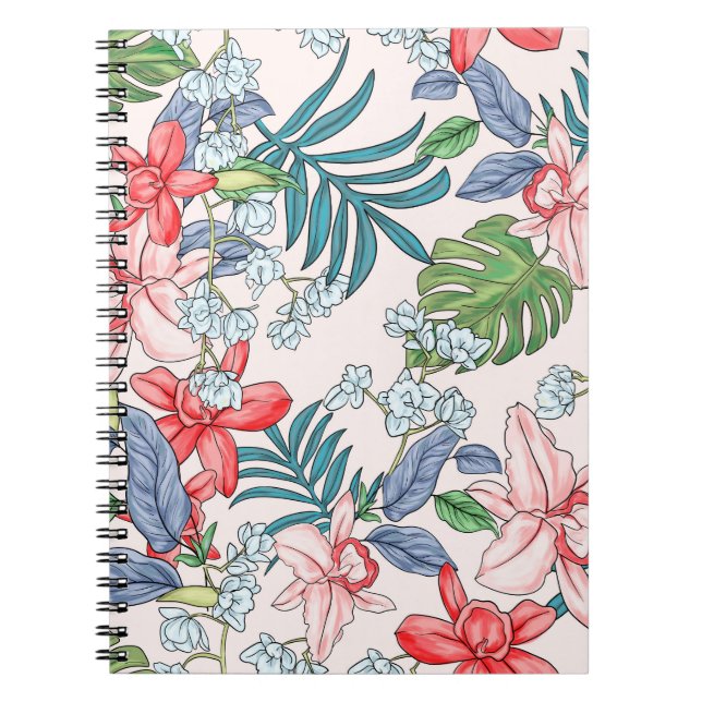 Colorful Tropical Jungle Seamless Print Notebook (Front)