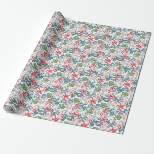 Colorful Tropical Jungle Seamless Print Wrapping Paper