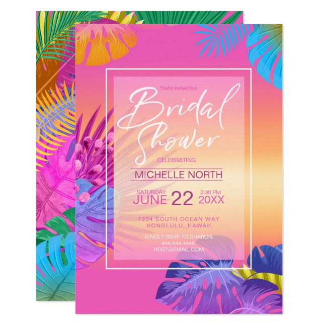 Colorful Tropical Leave Sunset Bridal Shower ID575