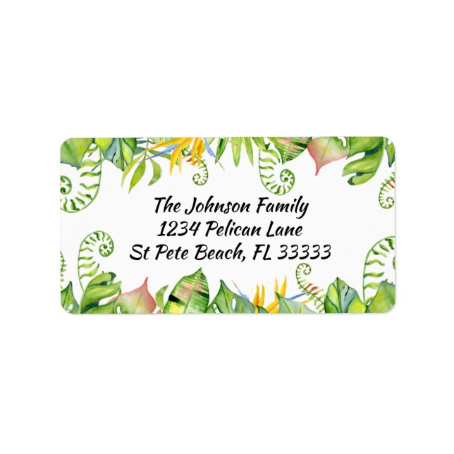 Colorful Tropical Leaves Address Label (Front)