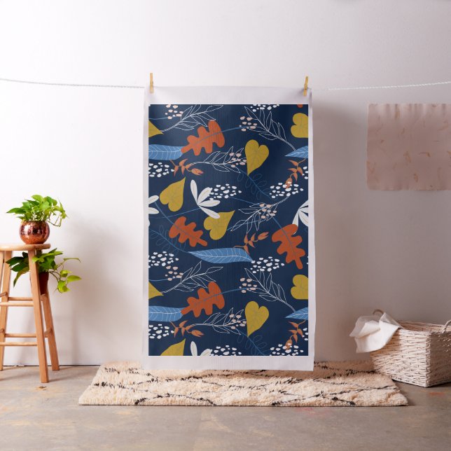 Colorful tropical leaves and flowers pattern fabric (In Situ)