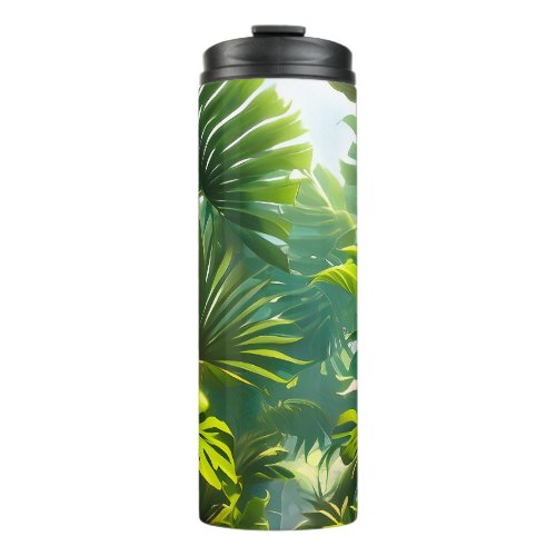 Colorful Tropical Leaves and Hibiscus Flowers  Thermal Tumbler