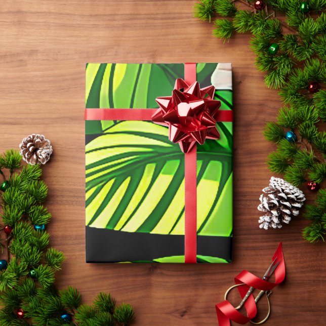 Colorful Tropical Leaves and Hibiscus Flowers | Wrapping Paper (Holiday Gift)