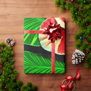 Colorful Tropical Leaves and Hibiscus Flowers Wrapping Paper