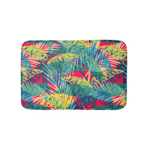 Colorful Tropical Leaves Bath Mat