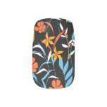 Colorful tropical leaves: dark background pattern minx nail art