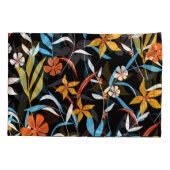 Colorful tropical leaves: dark background pattern pillow case (Back)