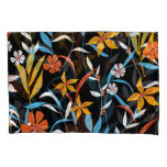 Colorful tropical leaves: dark background pattern pillow case