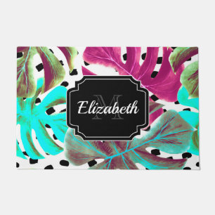 Colorful Tropical Leaves Doormat