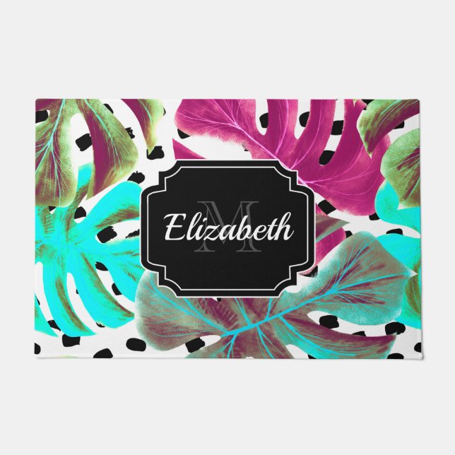 Colorful Tropical Leaves Doormat (Front)