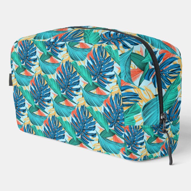 Colorful Tropical Leaves Dopp Kit (Right Corner)