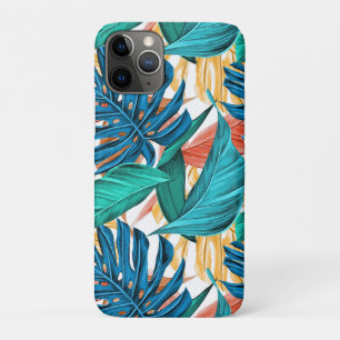 Colorful tropical leaves, exotic pattern design, iPhone 11 pro case