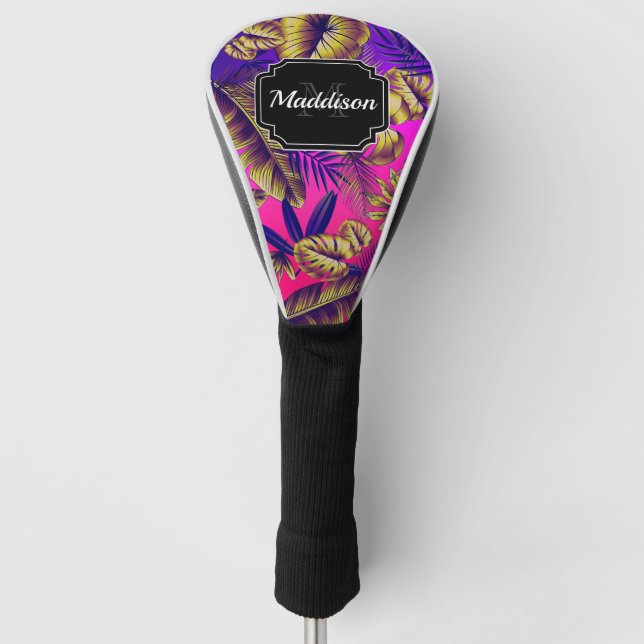 Colorful Tropical Leaves Golf Head Cover (Front)
