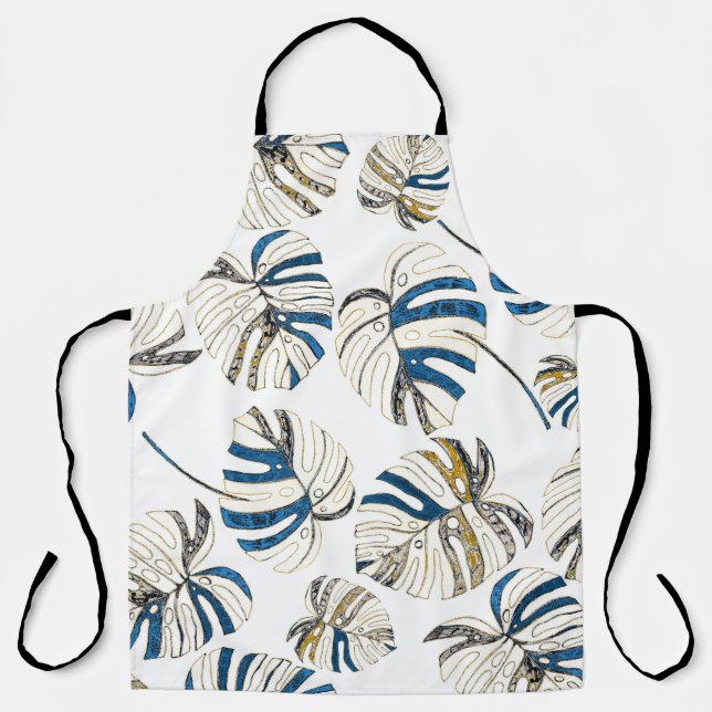 Colorful tropical leaves, modern pattern. apron (Front)