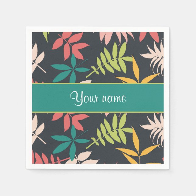 Colorful Tropical Leaves Napkins (Front)
