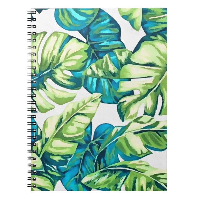 Colorful Tropical Leaves Of Banana and Monstera Notebook (Front)