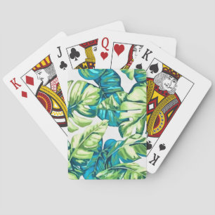 Colorful Tropical Leaves Of Banana and Monstera Poker Cards
