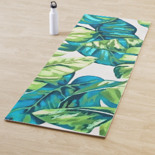 Colorful Tropical Leaves Of Banana and Monstera Yoga Mat