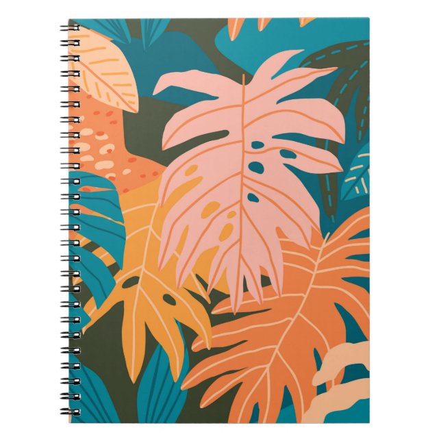 Colorful tropical leaves pattern notebook (Front)